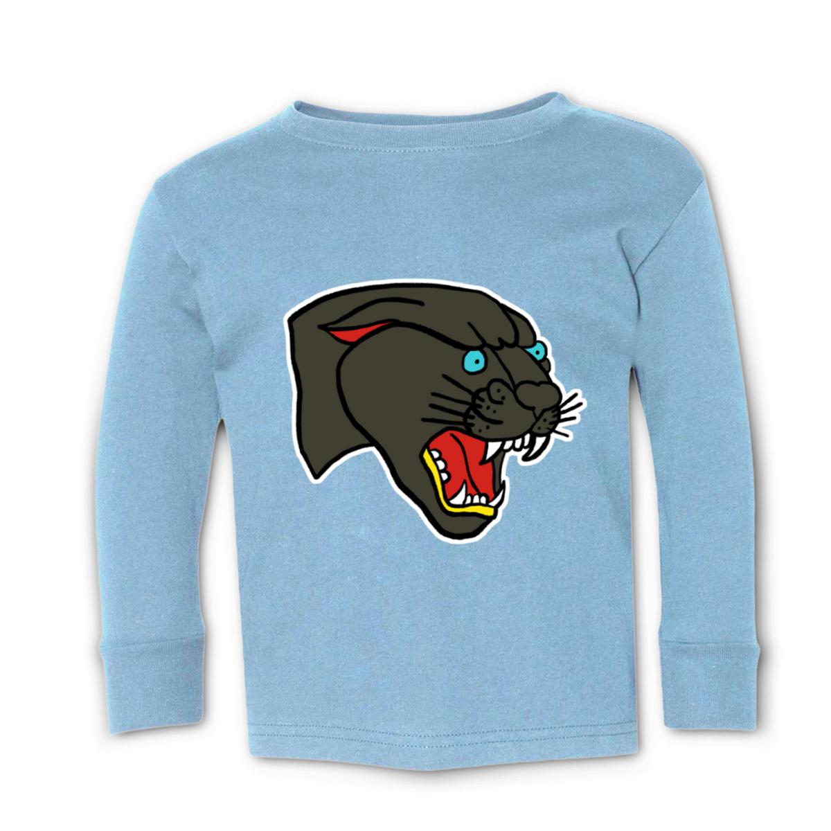 American Traditional Panther Kid's Long Sleeve Tee Large light-blue
