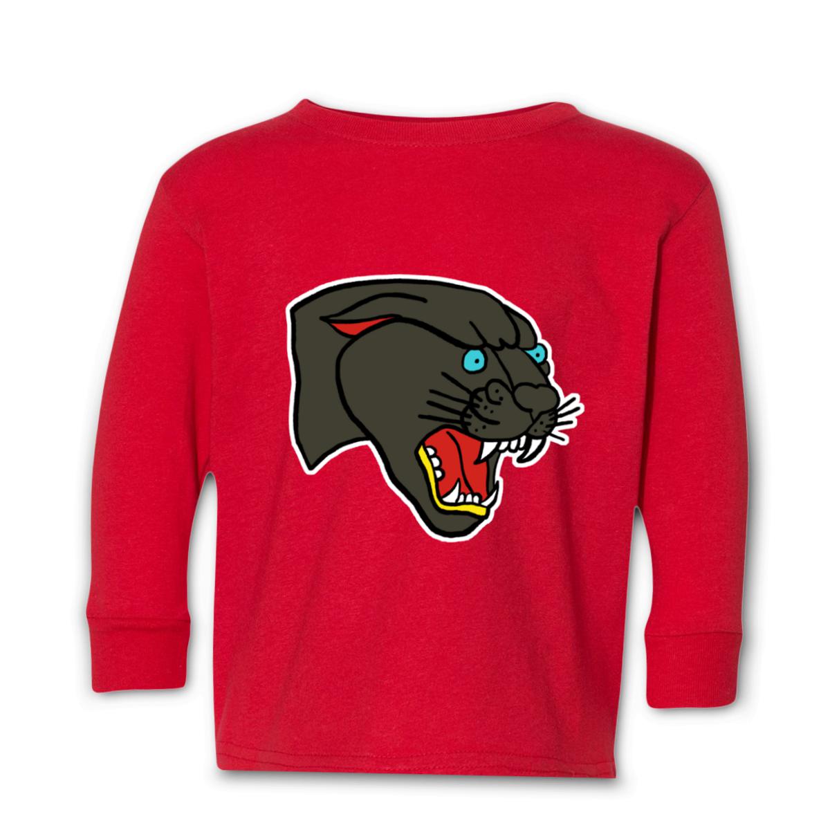American Traditional Panther Kid's Long Sleeve Tee Large red
