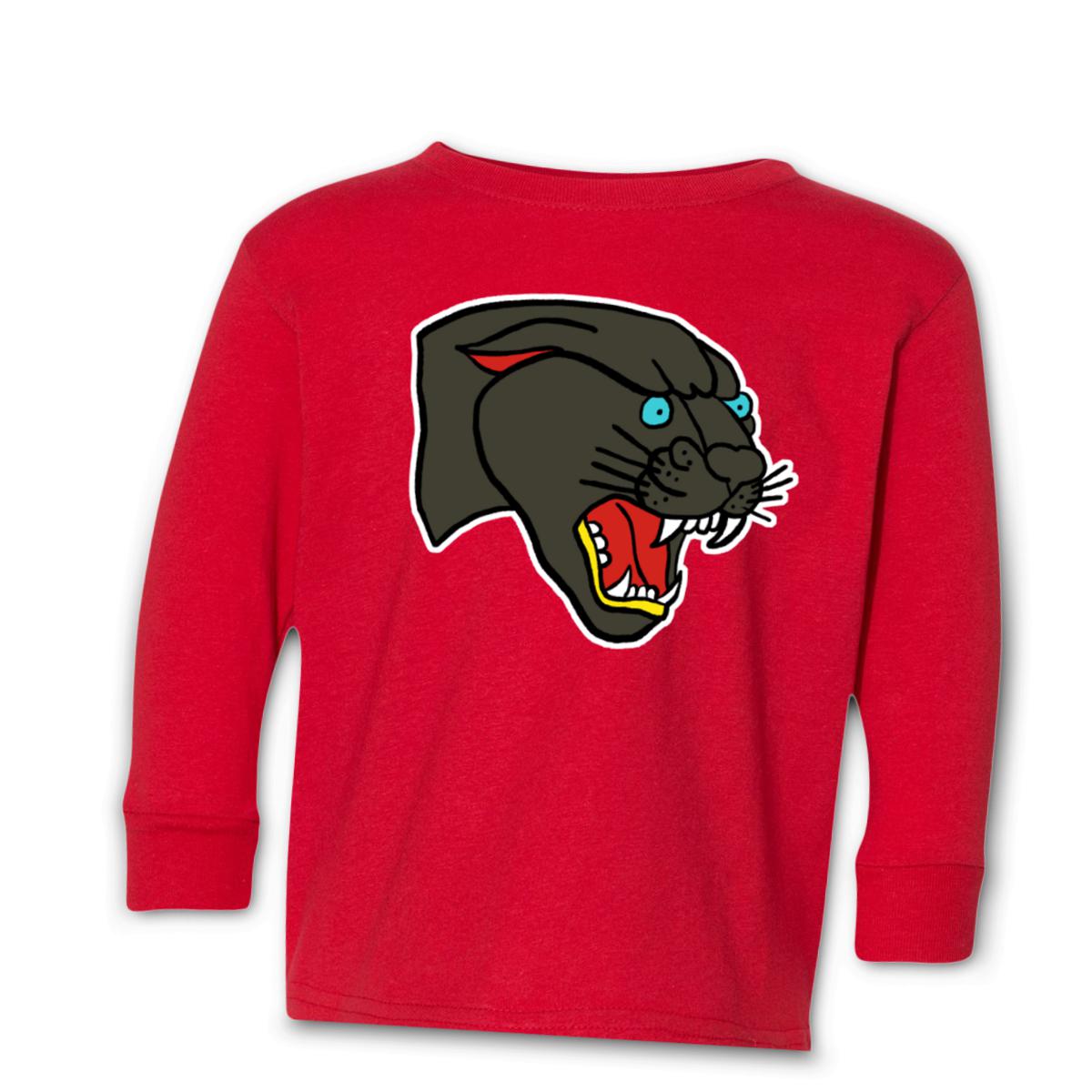 American Traditional Panther Toddler Long Sleeve Tee 2T red