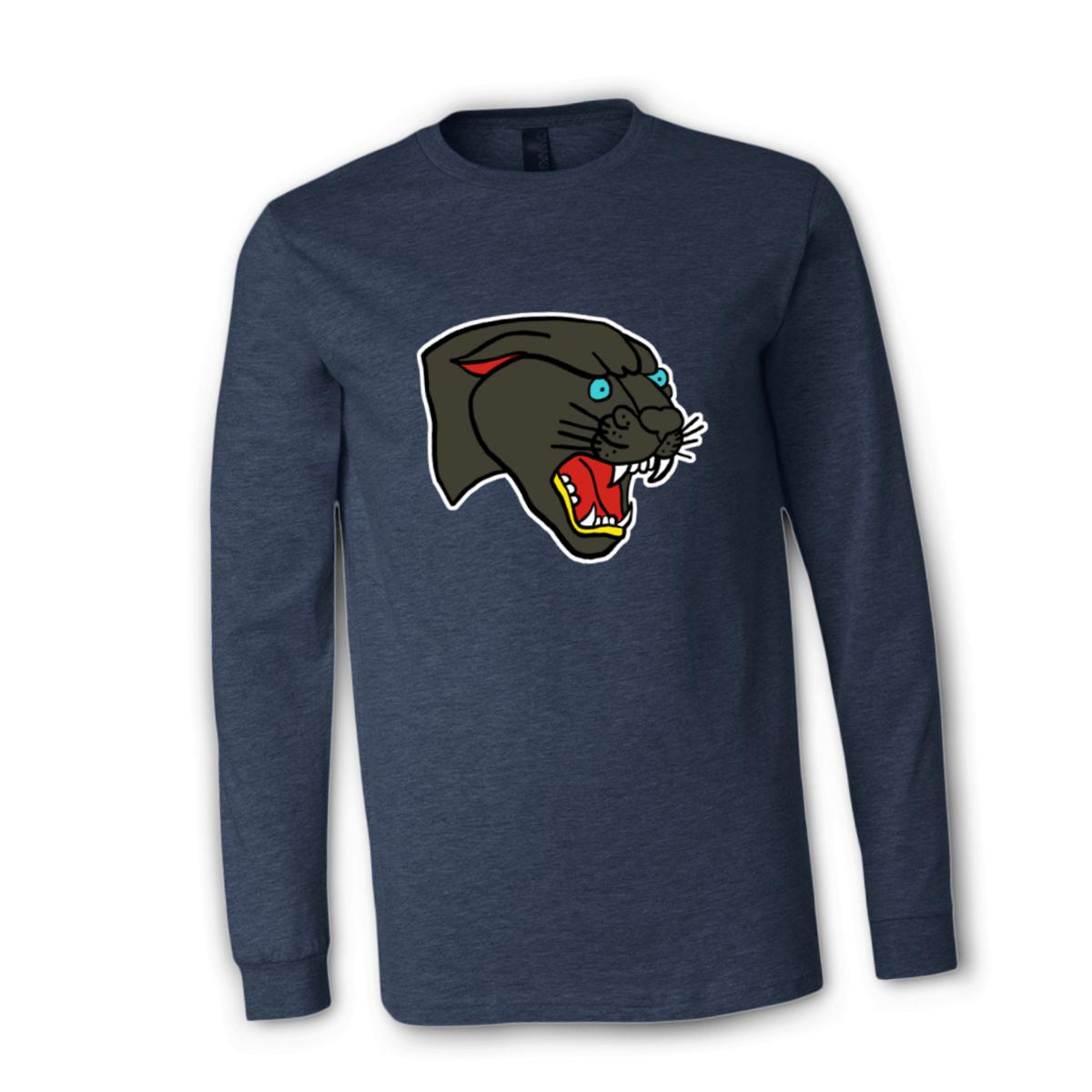 American Traditional Panther Unisex Long Sleeve Tee Extra Large heather-navy
