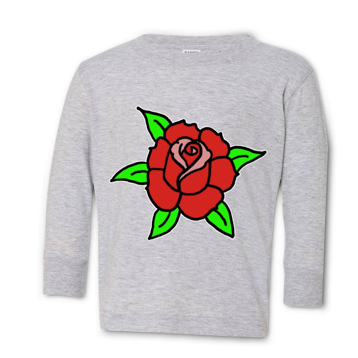 American Traditional Rose Kid's Long Sleeve Tee Small heather