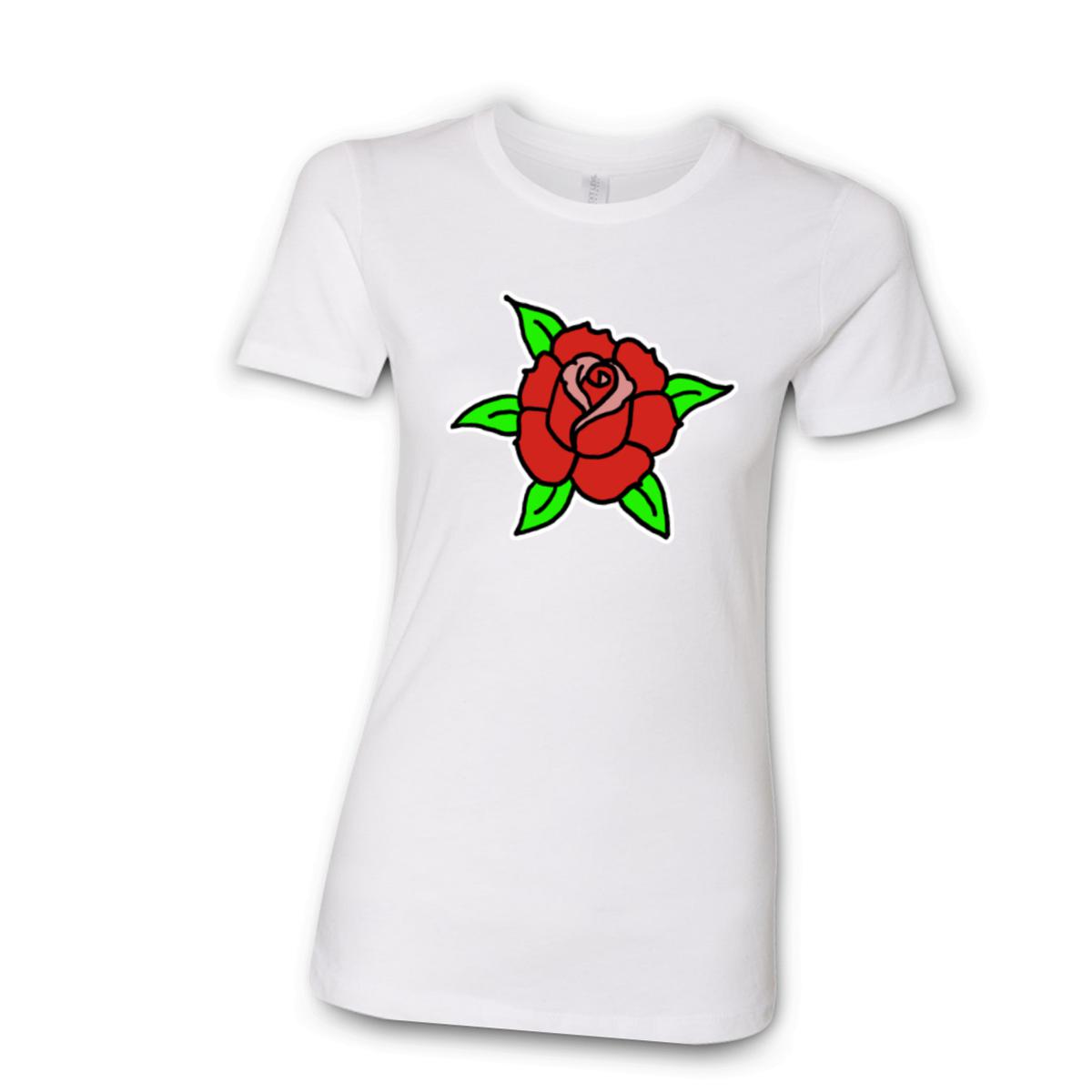 American Traditional Rose Ladies' Boyfriend Tee Double Extra Large white