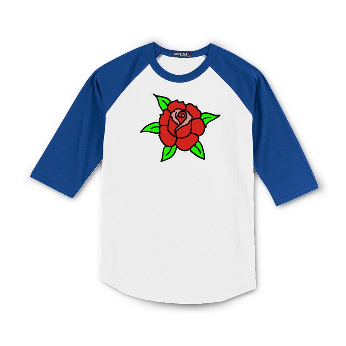American Traditional Rose Men's Raglan Tee Double Extra Large white-royal-blue