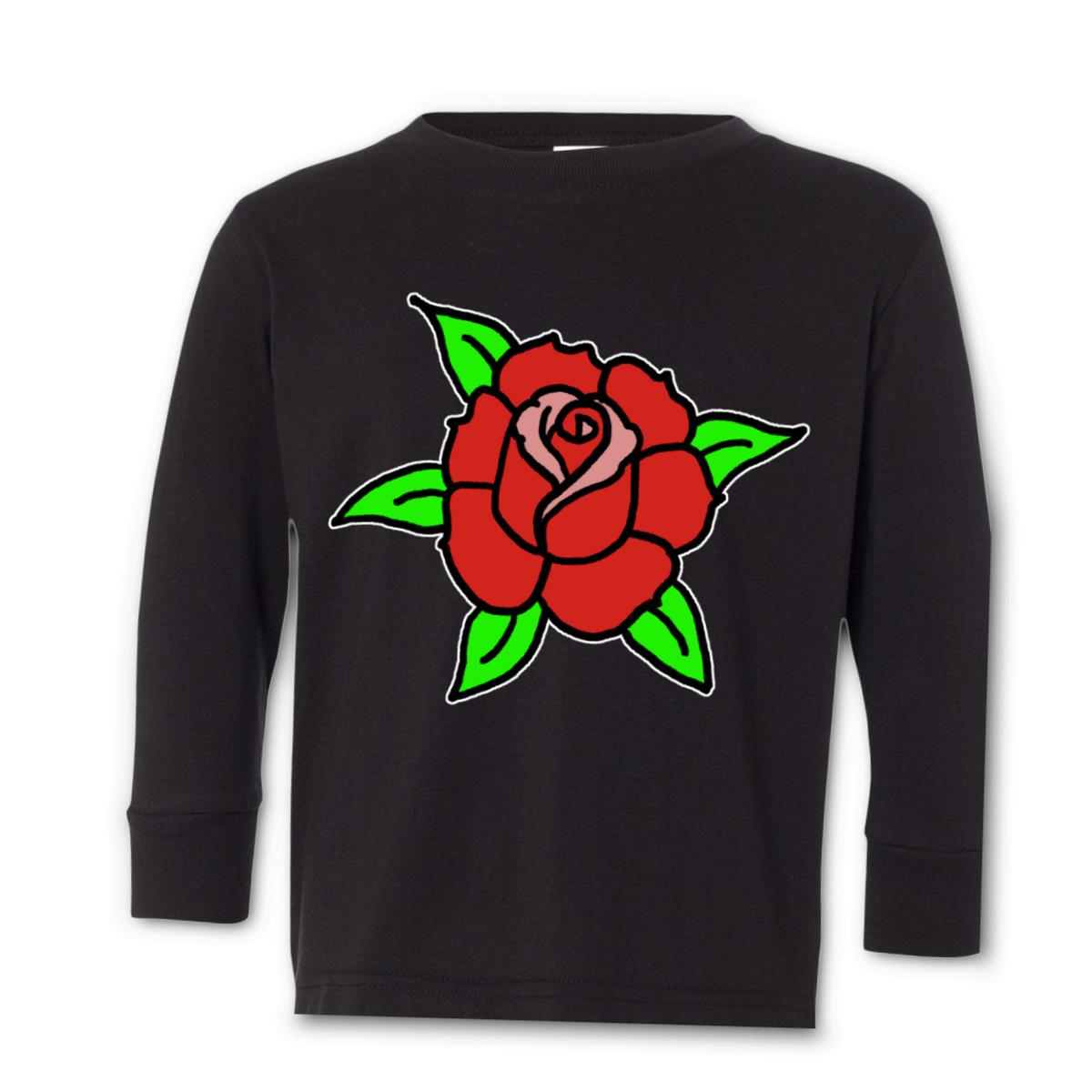 American Traditional Rose Toddler Long Sleeve Tee 2T black