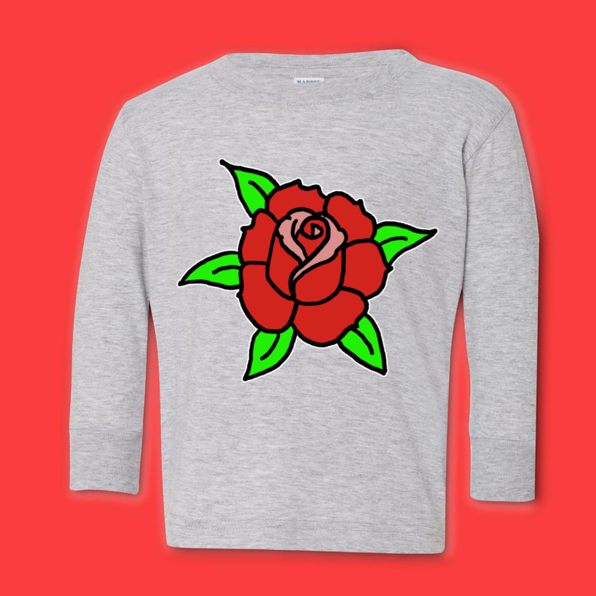 American Traditional Rose Toddler Long Sleeve Tee