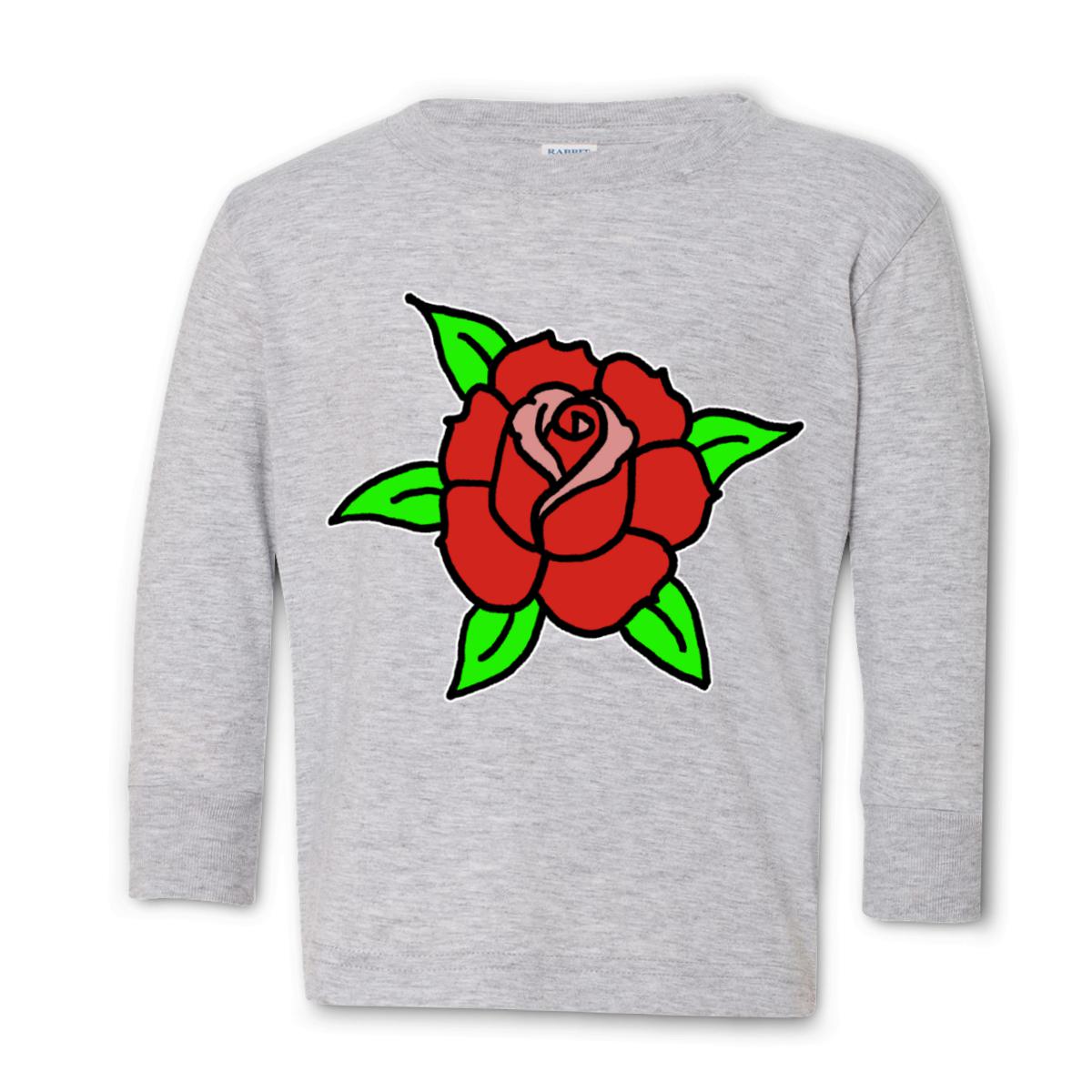 American Traditional Rose Toddler Long Sleeve Tee 4T heather