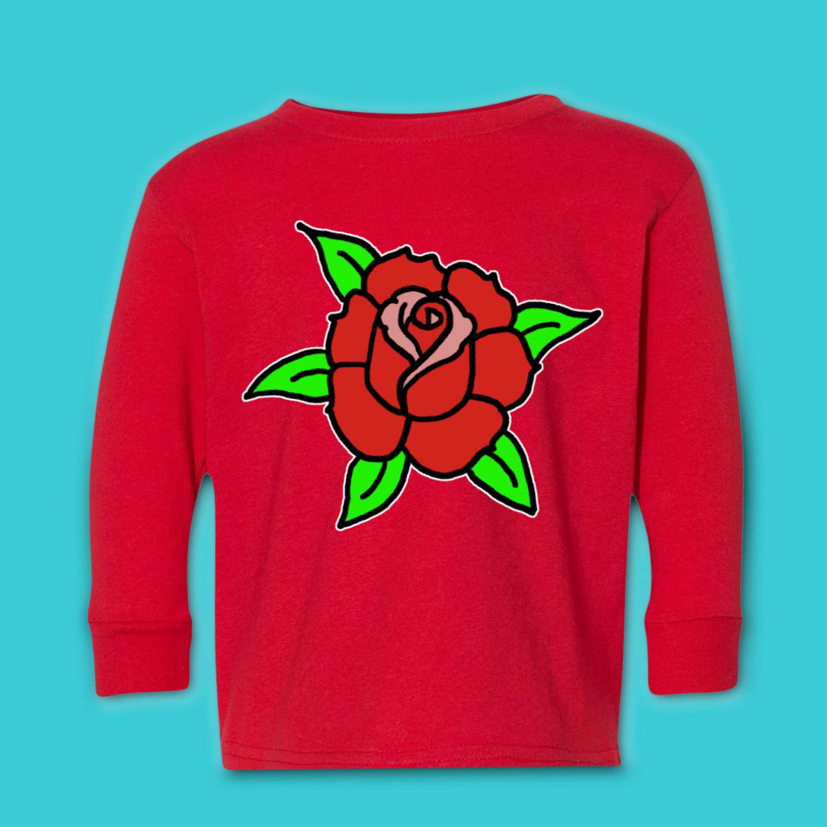 American Traditional Rose Toddler Long Sleeve Tee