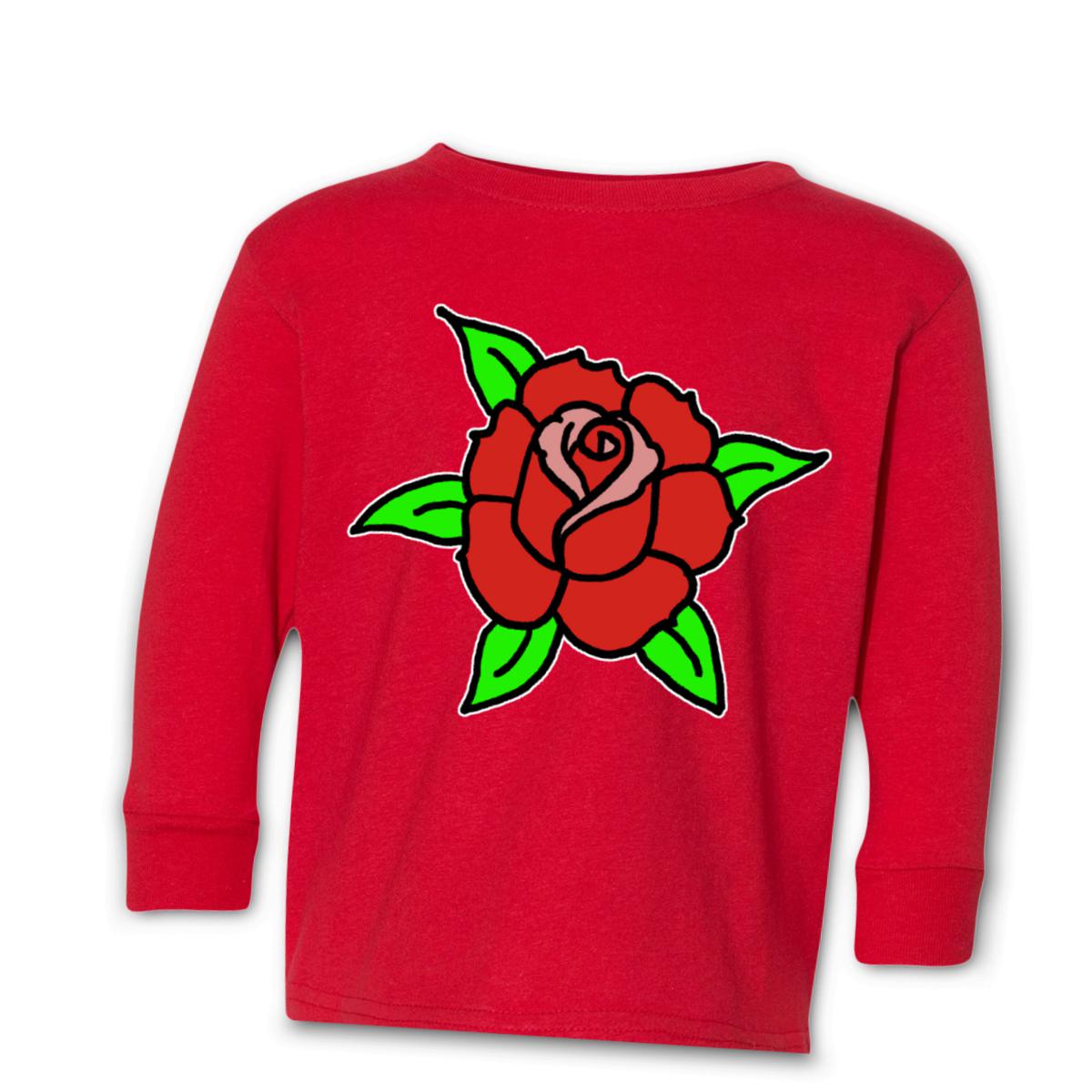 American Traditional Rose Toddler Long Sleeve Tee 2T red