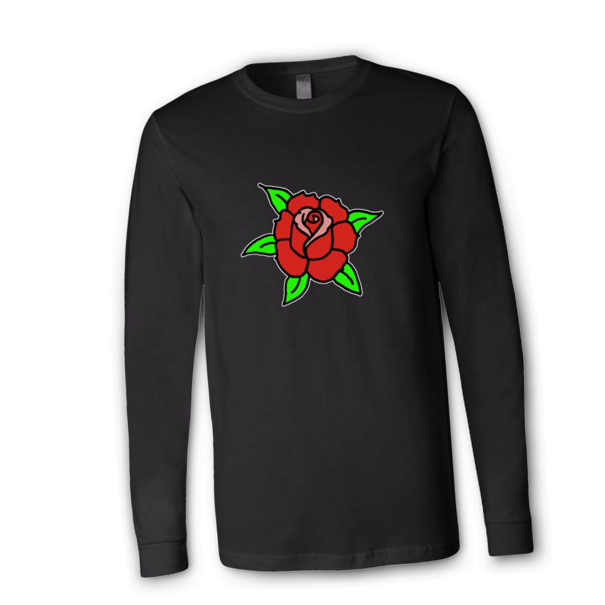 American Traditional Rose Unisex Long Sleeve Tee Double Extra Large black