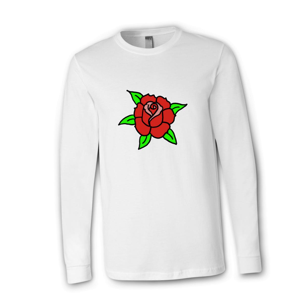 American Traditional Rose Unisex Long Sleeve Tee Small white