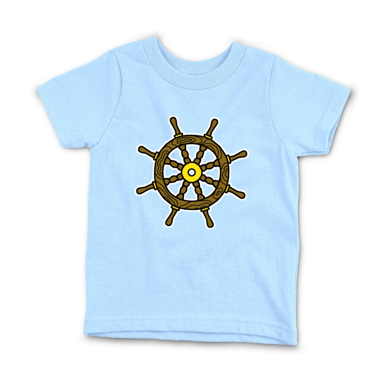 American Traditional Ship Wheel Kid's Tee Small light-blue