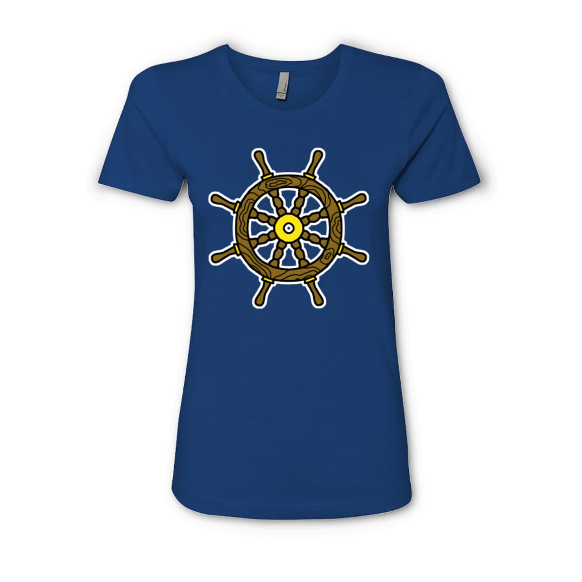 American Traditional Ship Wheel Ladies' Boyfriend Tee Double Extra Large royal-blue