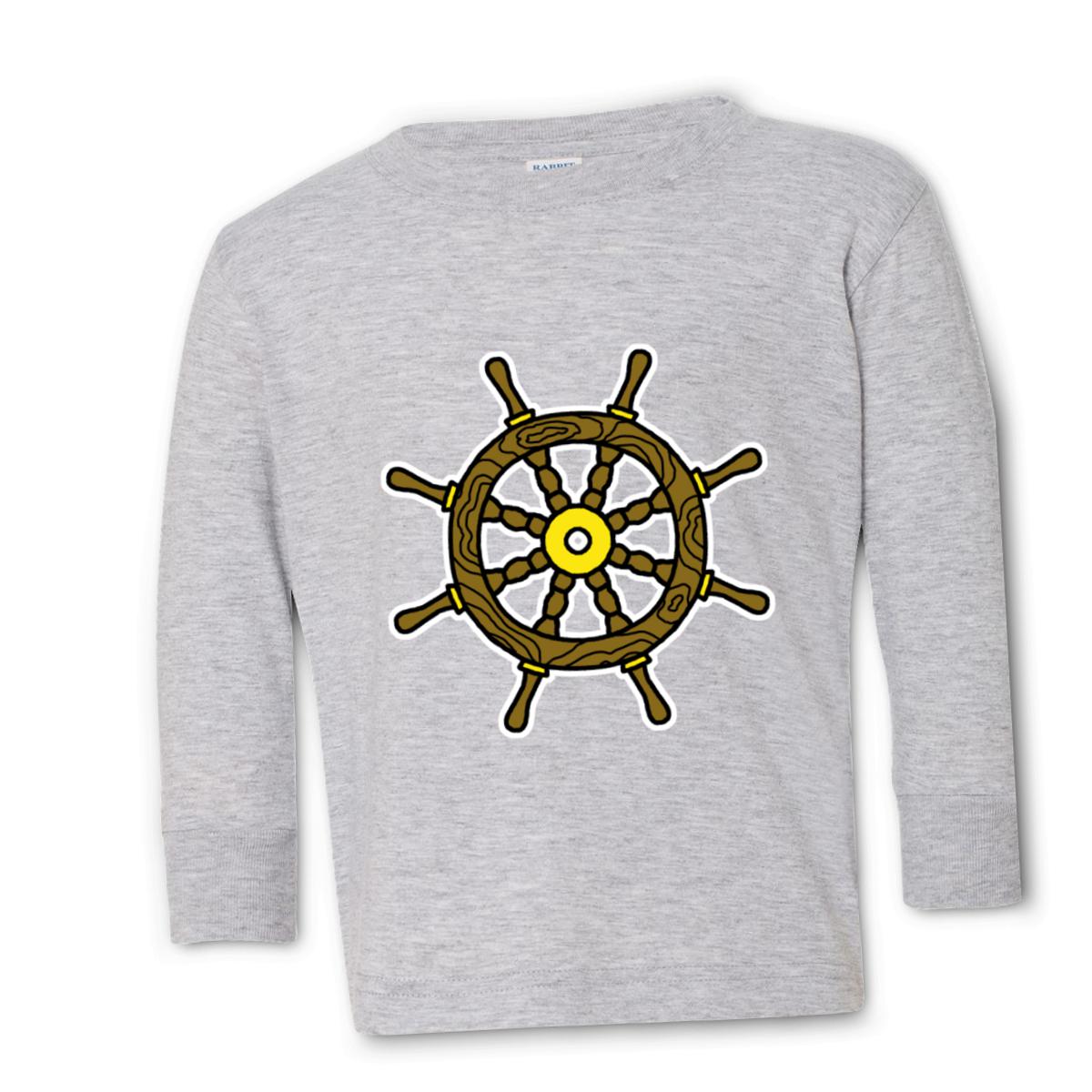 American Traditional Ship Wheel Toddler Long Sleeve Tee 4T heather