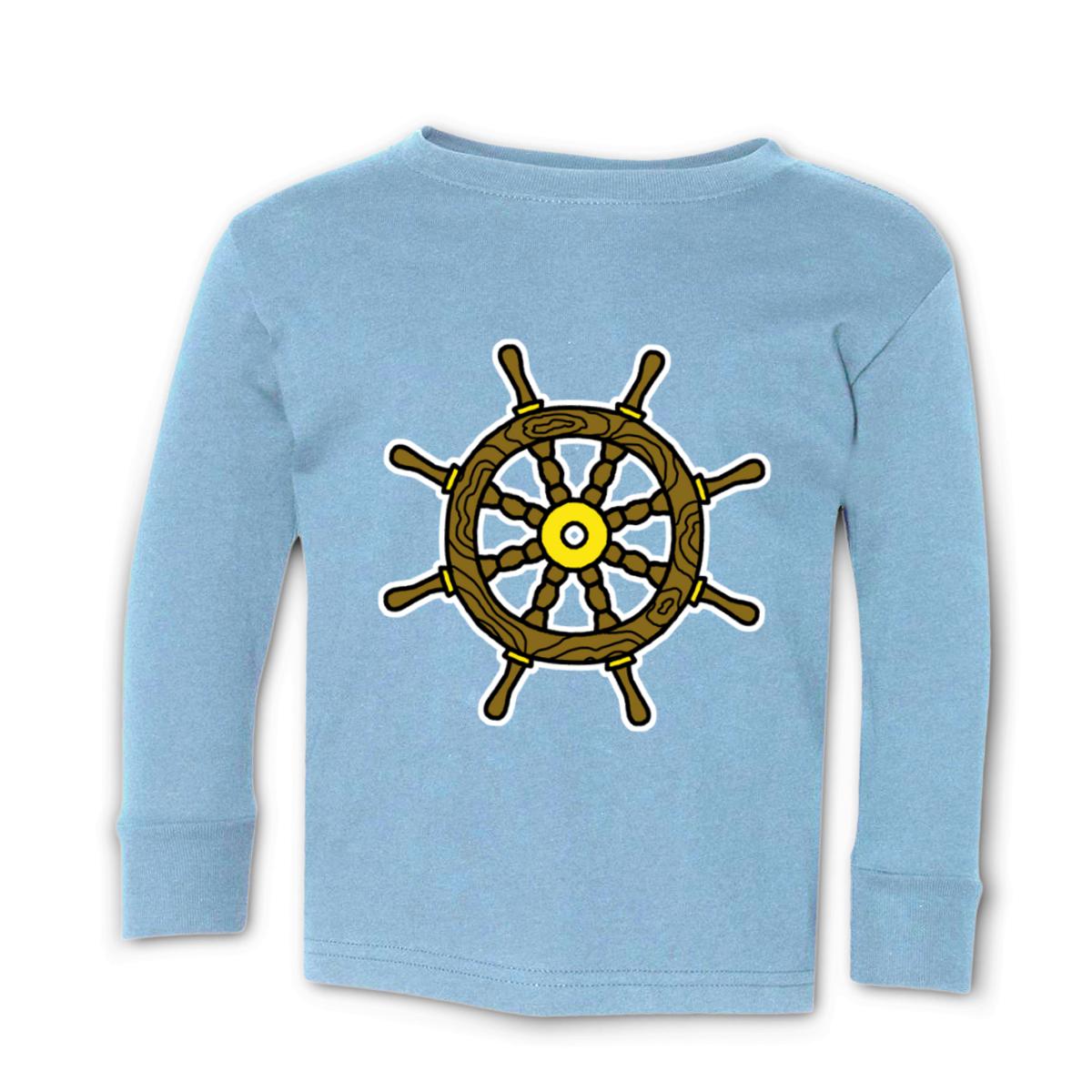American Traditional Ship Wheel Toddler Long Sleeve Tee 4T light-blue