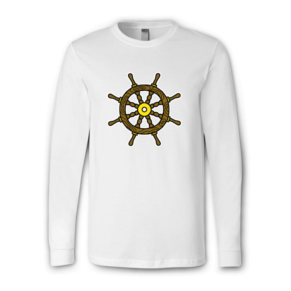 American Traditional Ship Wheel Unisex Long Sleeve Tee Double Extra Large white
