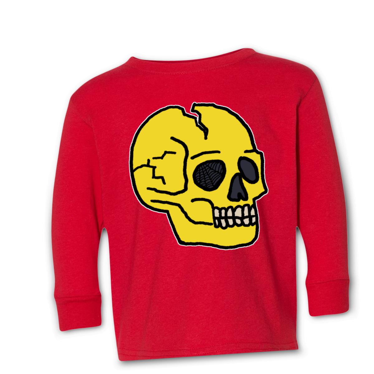 American Traditional Skull Kid's Long Sleeve Tee Small red