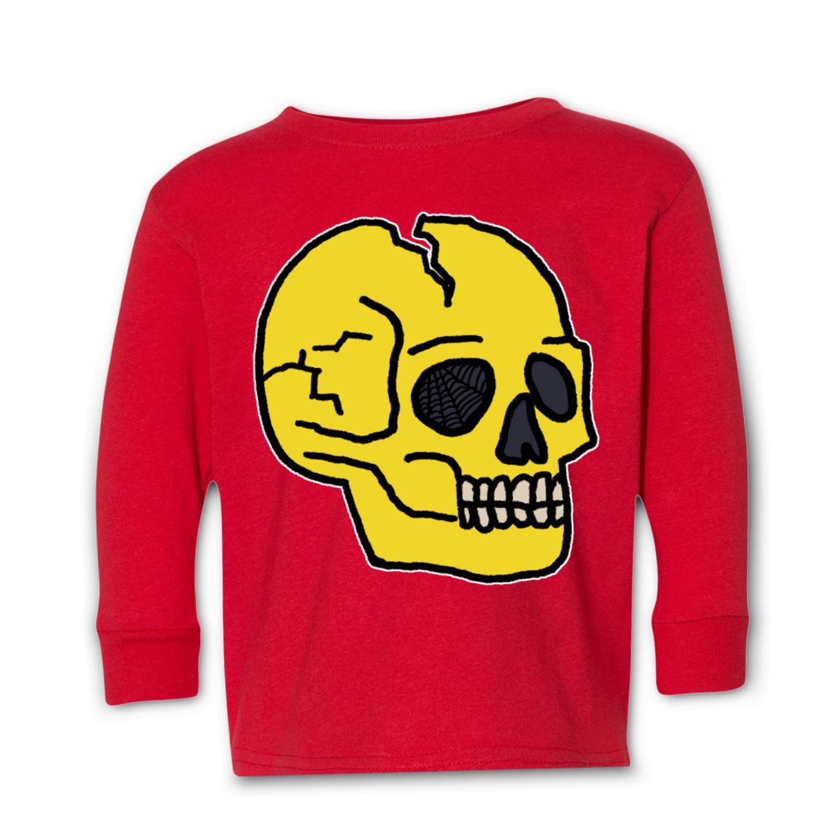 American Traditional Skull Toddler Long Sleeve Tee 4T red