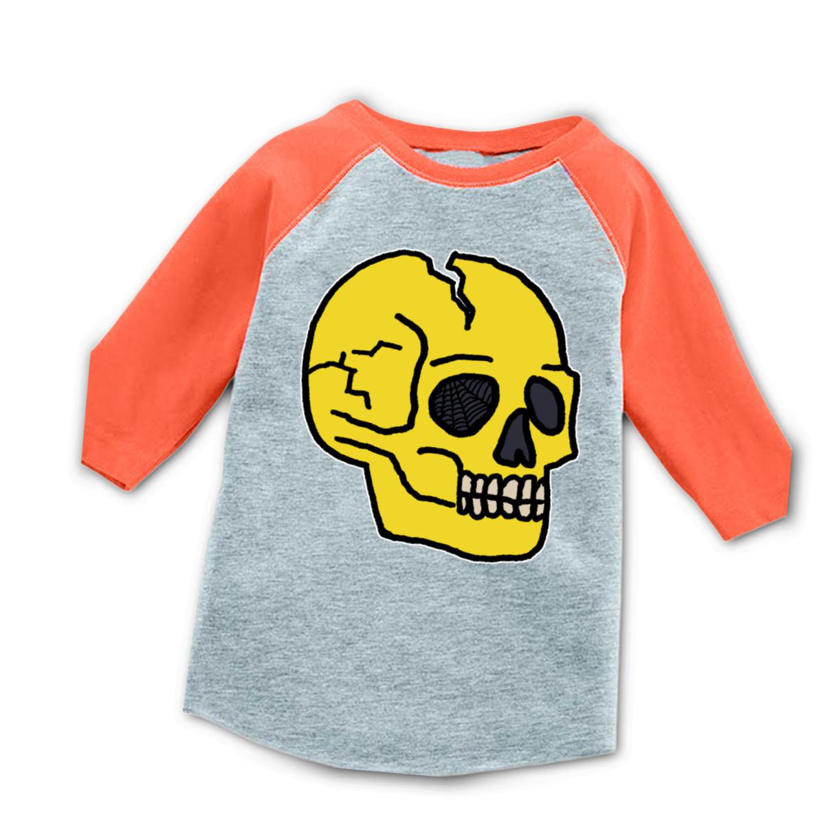 American Traditional Skull Toddler Raglan Tee 56T heather-orange