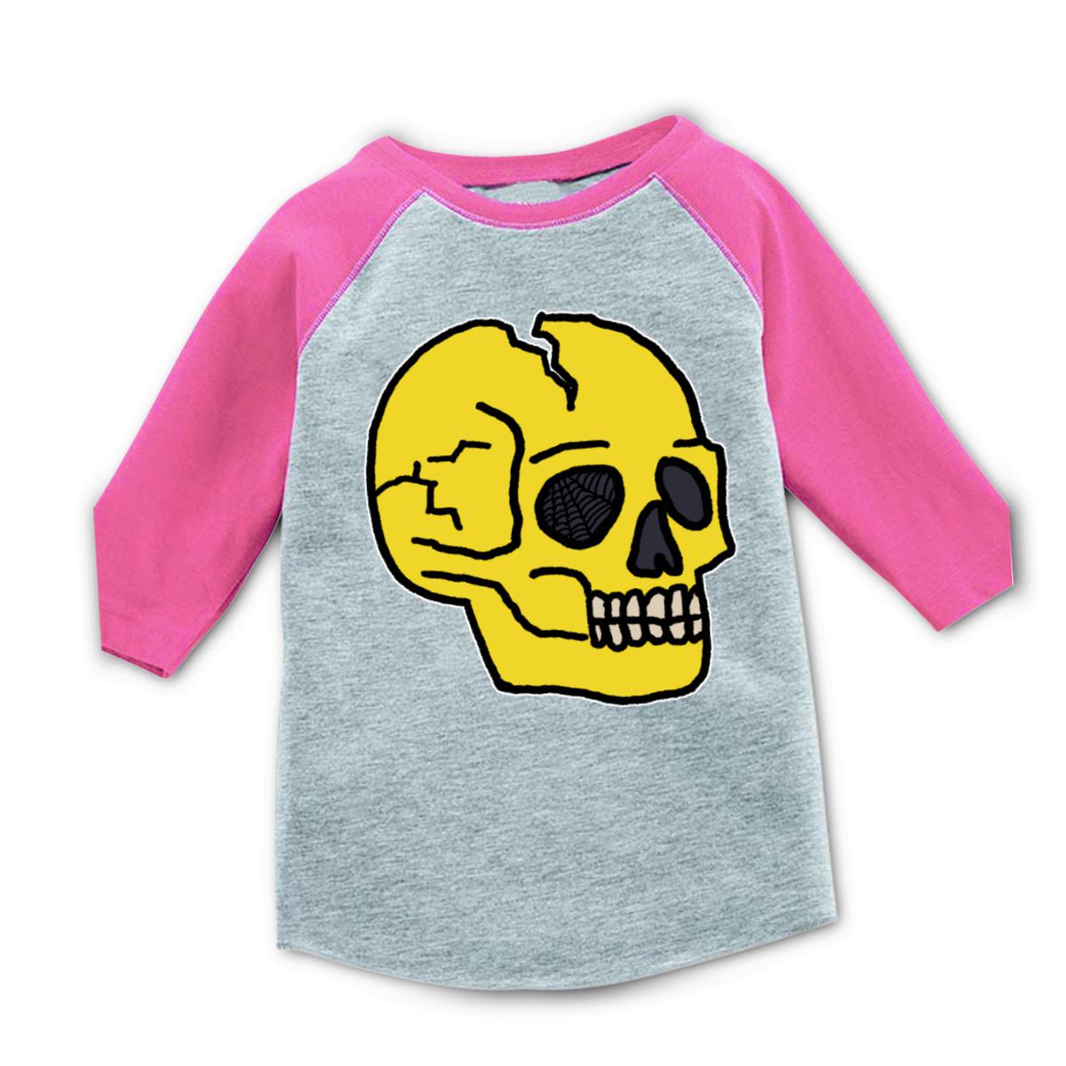 American Traditional Skull Toddler Raglan Tee 4T heather-pink
