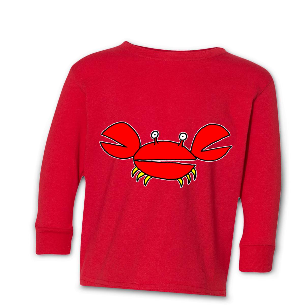 Crab Toddler Long Sleeve Tee 2T red