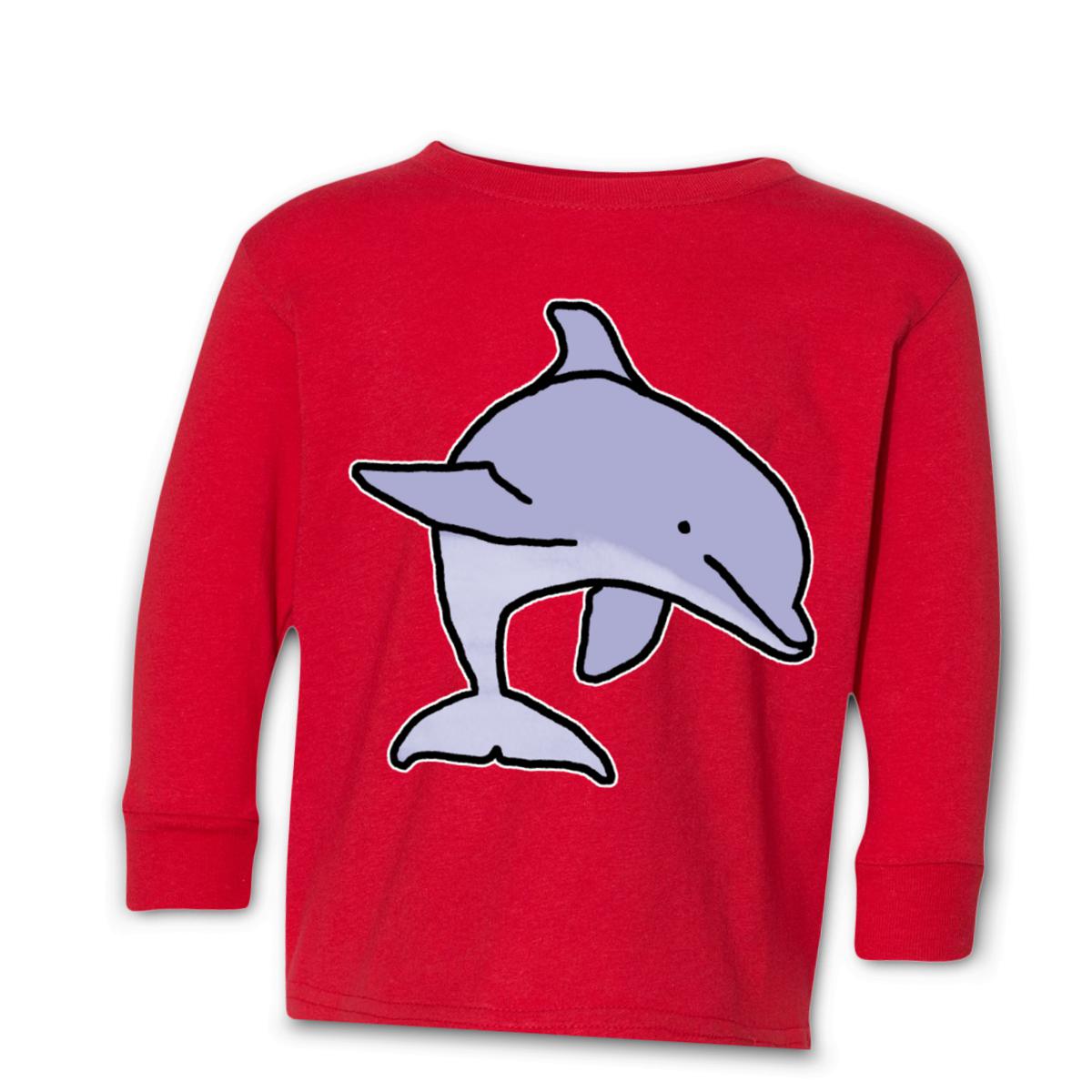 Dolphin Toddler Long Sleeve Tee 2T red