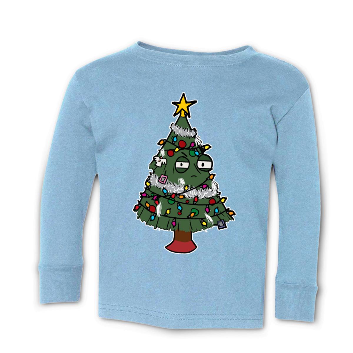 Gaudy Christmas Tree Kid's Long Sleeve Tee Large light-blue