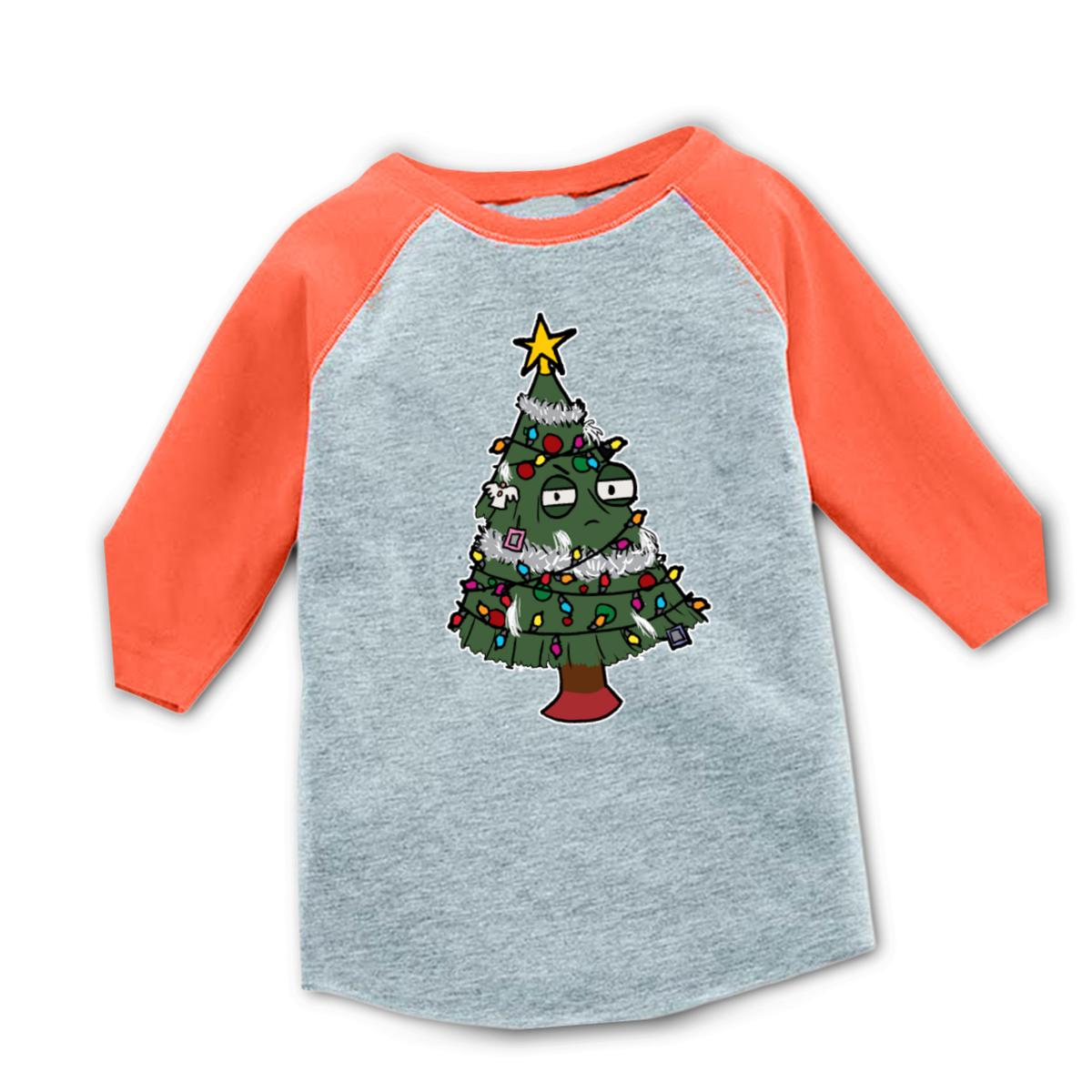 Gaudy Christmas Tree Kid's Raglan Tee Small heather-orange