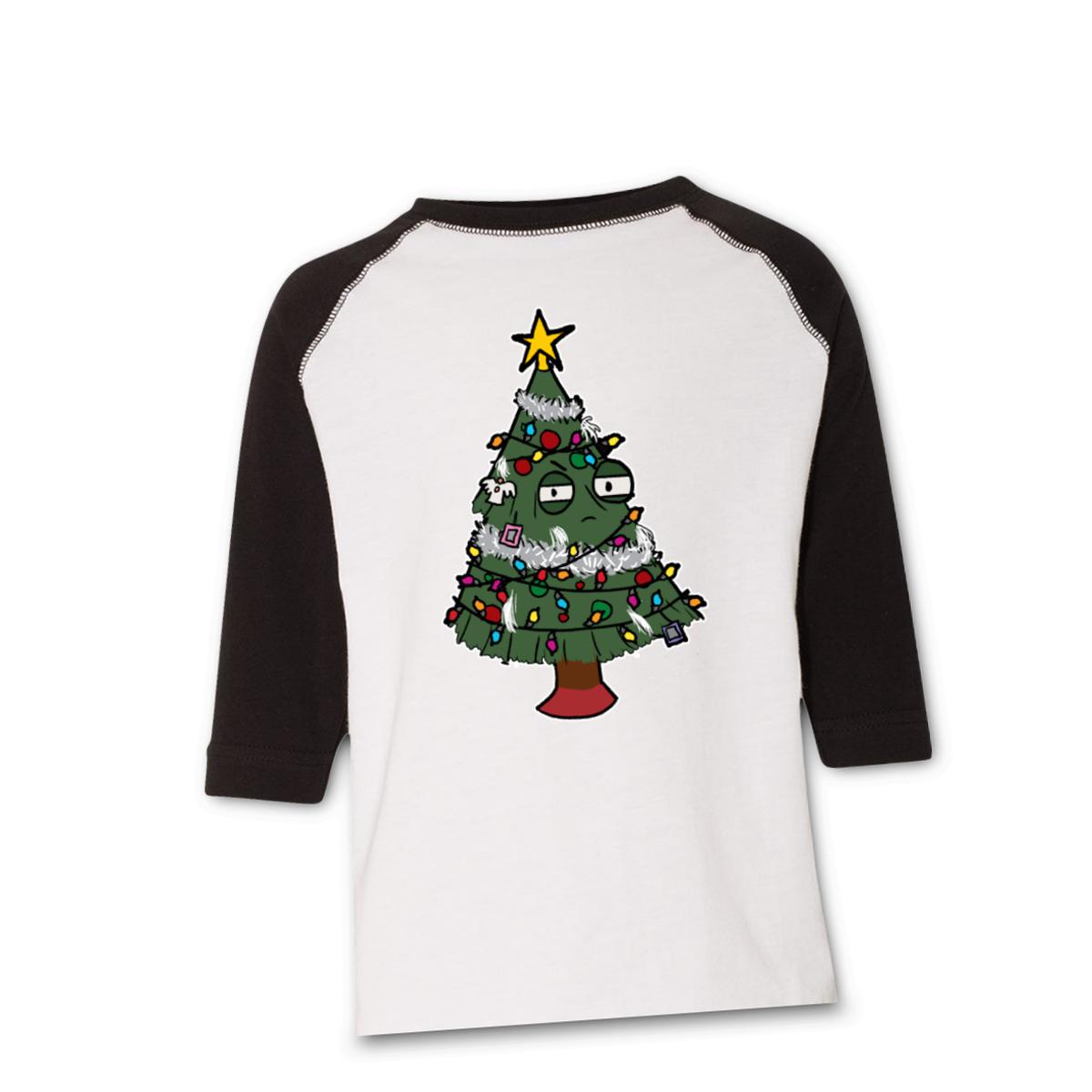 Gaudy Christmas Tree Kid's Raglan Tee Large white-black