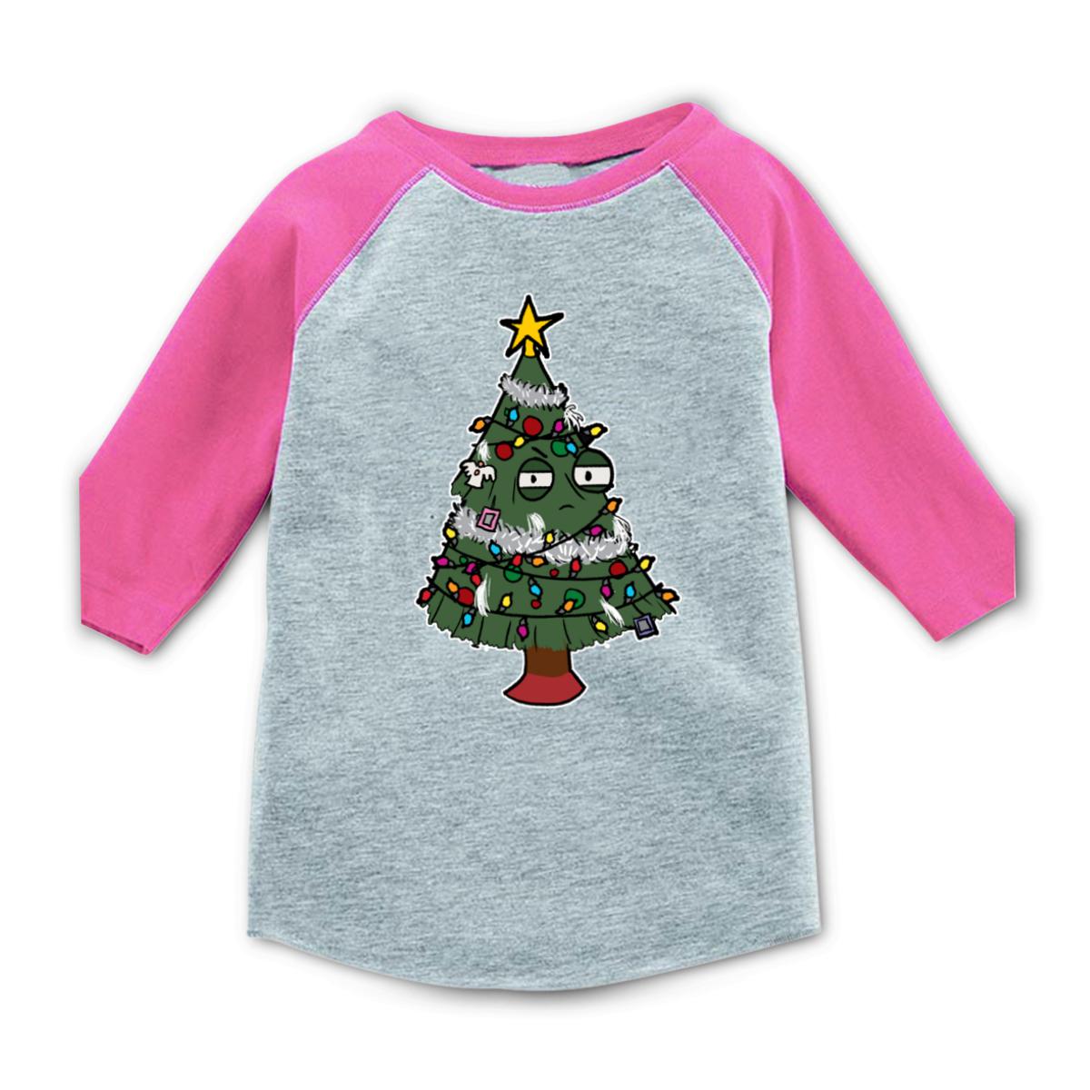 Gaudy Christmas Tree Toddler Raglan Tee 4T heather-pink