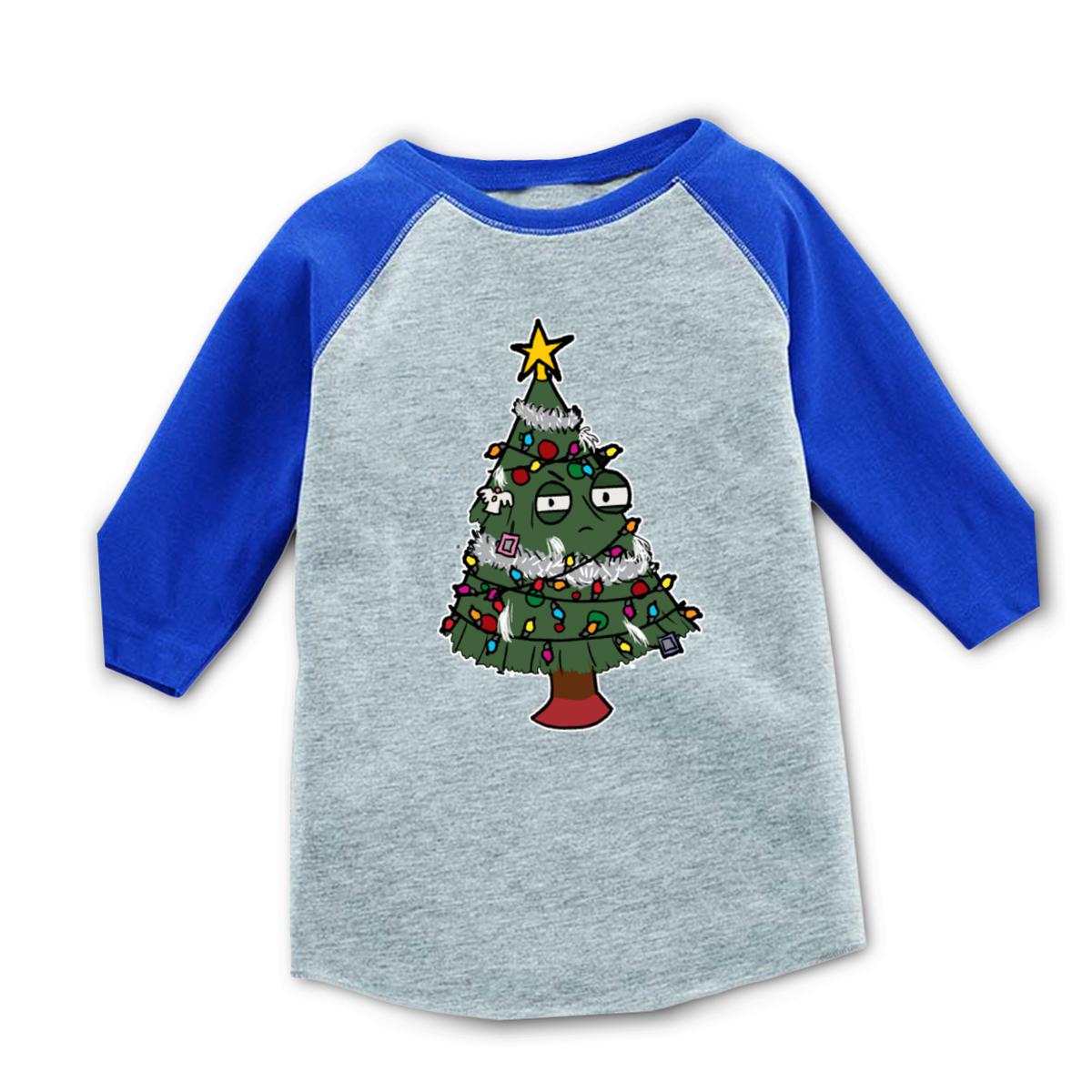 Gaudy Christmas Tree Toddler Raglan Tee 2T heather-royal