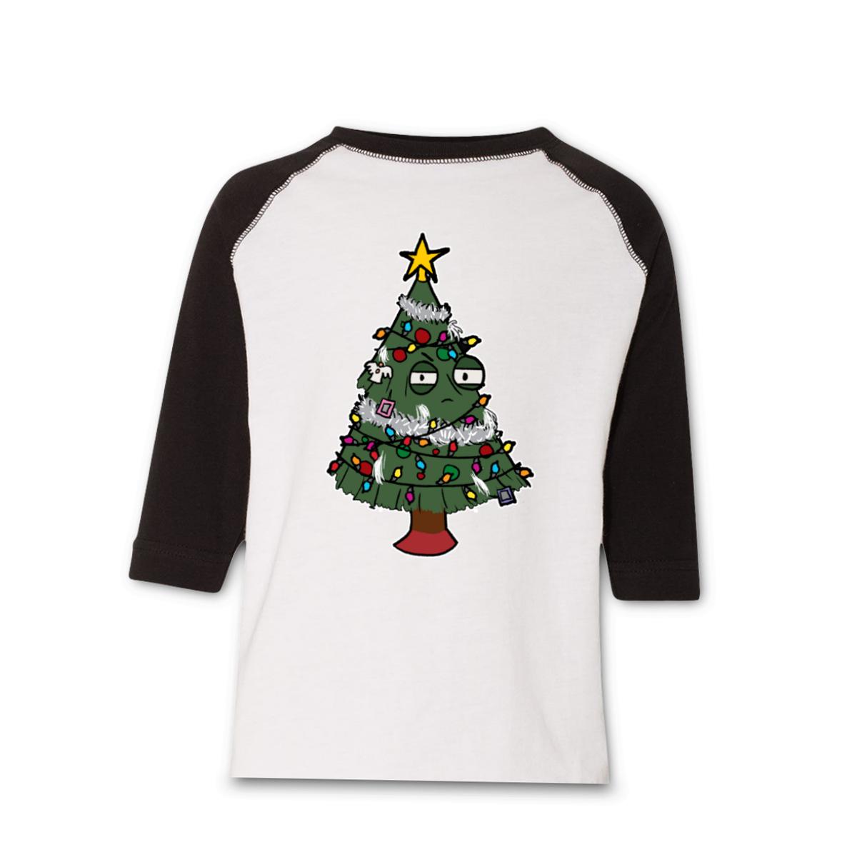 Gaudy Christmas Tree Toddler Raglan Tee 4T white-black