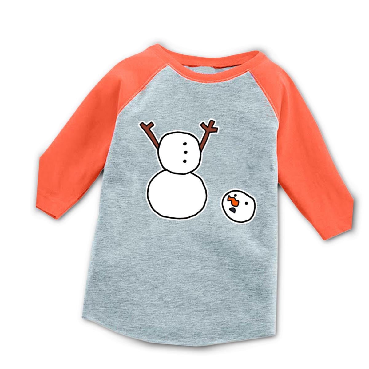 Headless Snowman Toddler Raglan Tee 2T heather-orange