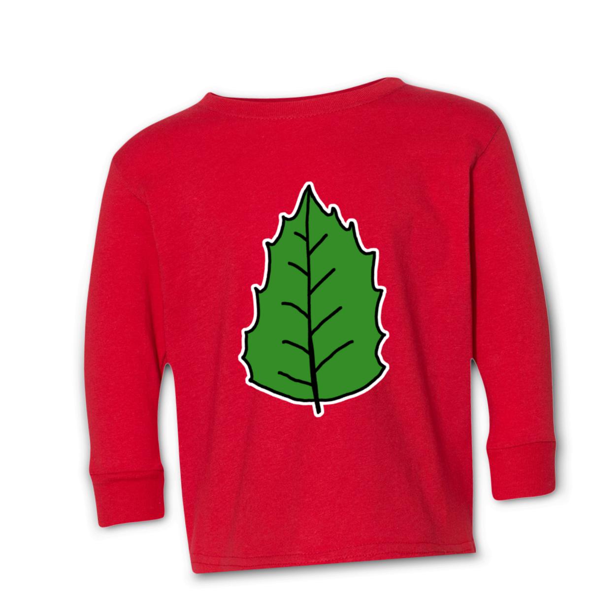Holly Leaf Kid's Long Sleeve Tee Small red