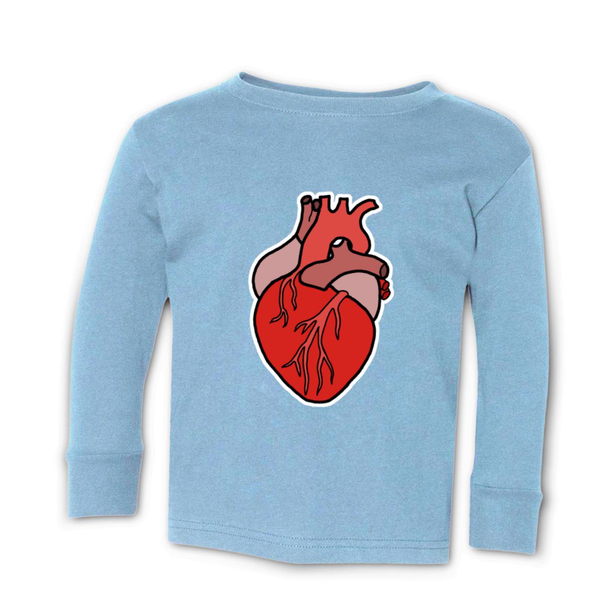 Illustrative Heart Toddler Long Sleeve Tee 2T light-blue