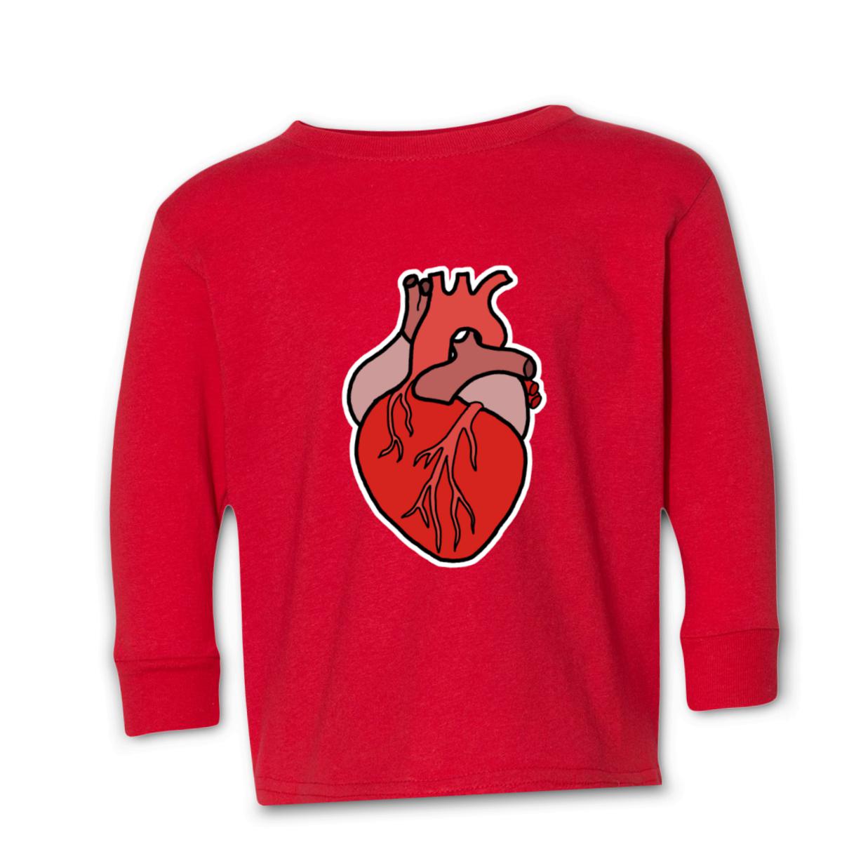 Illustrative Heart Toddler Long Sleeve Tee 2T red