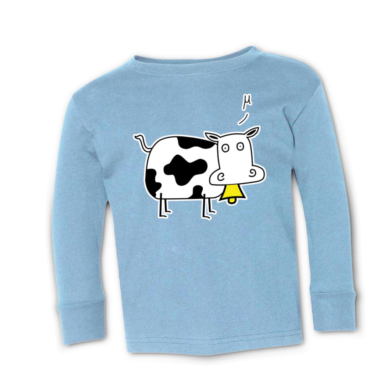 Mu Cow Toddler Long Sleeve Tee 2T light-blue