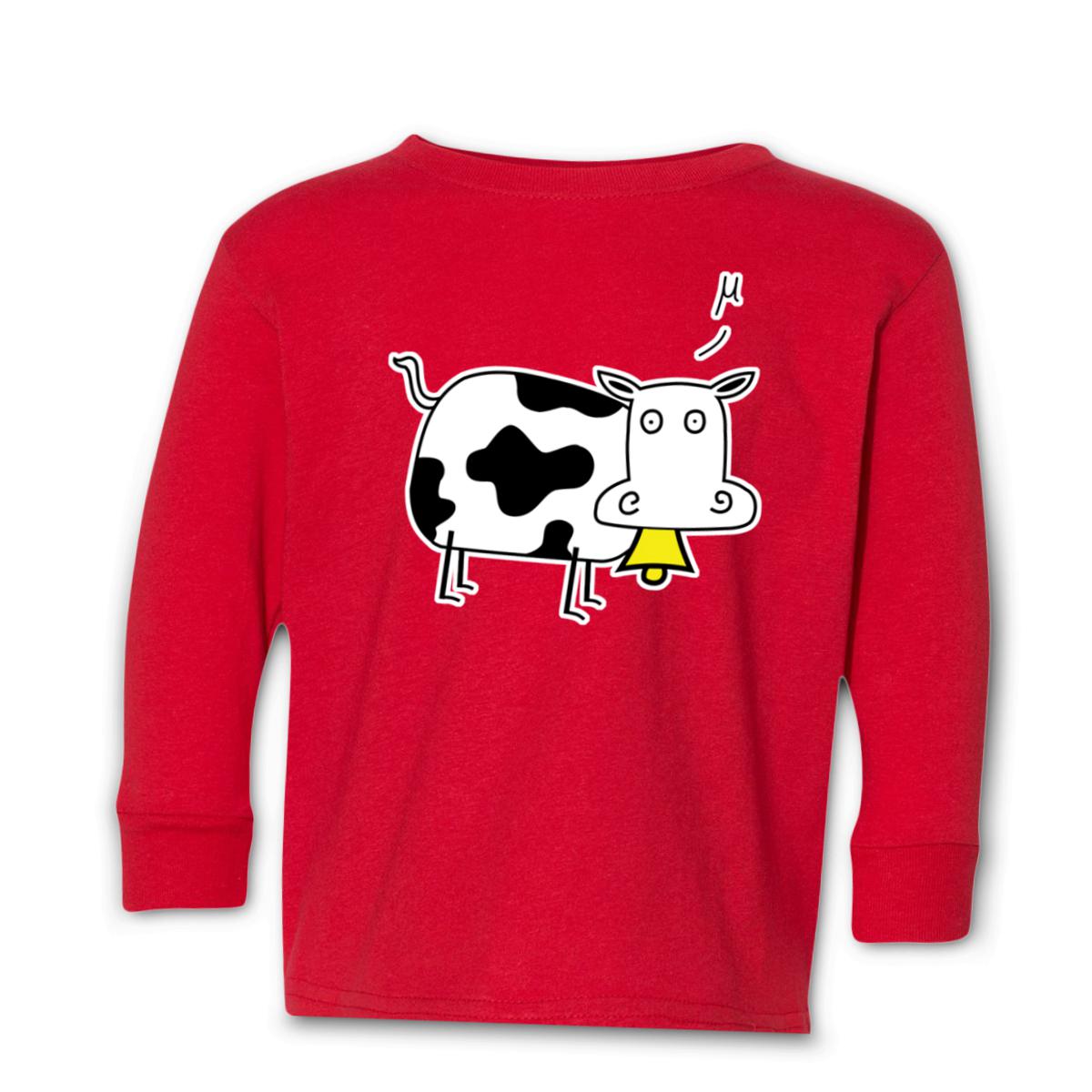 Mu Cow Toddler Long Sleeve Tee 2T red