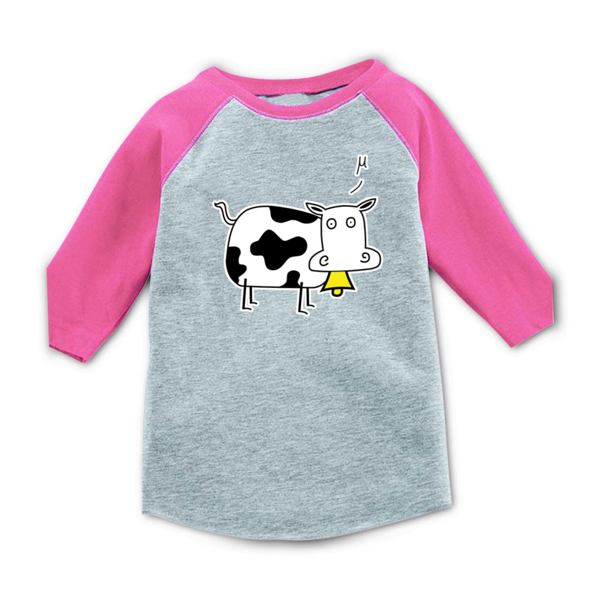Mu Cow Toddler Raglan Tee 4T heather-pink