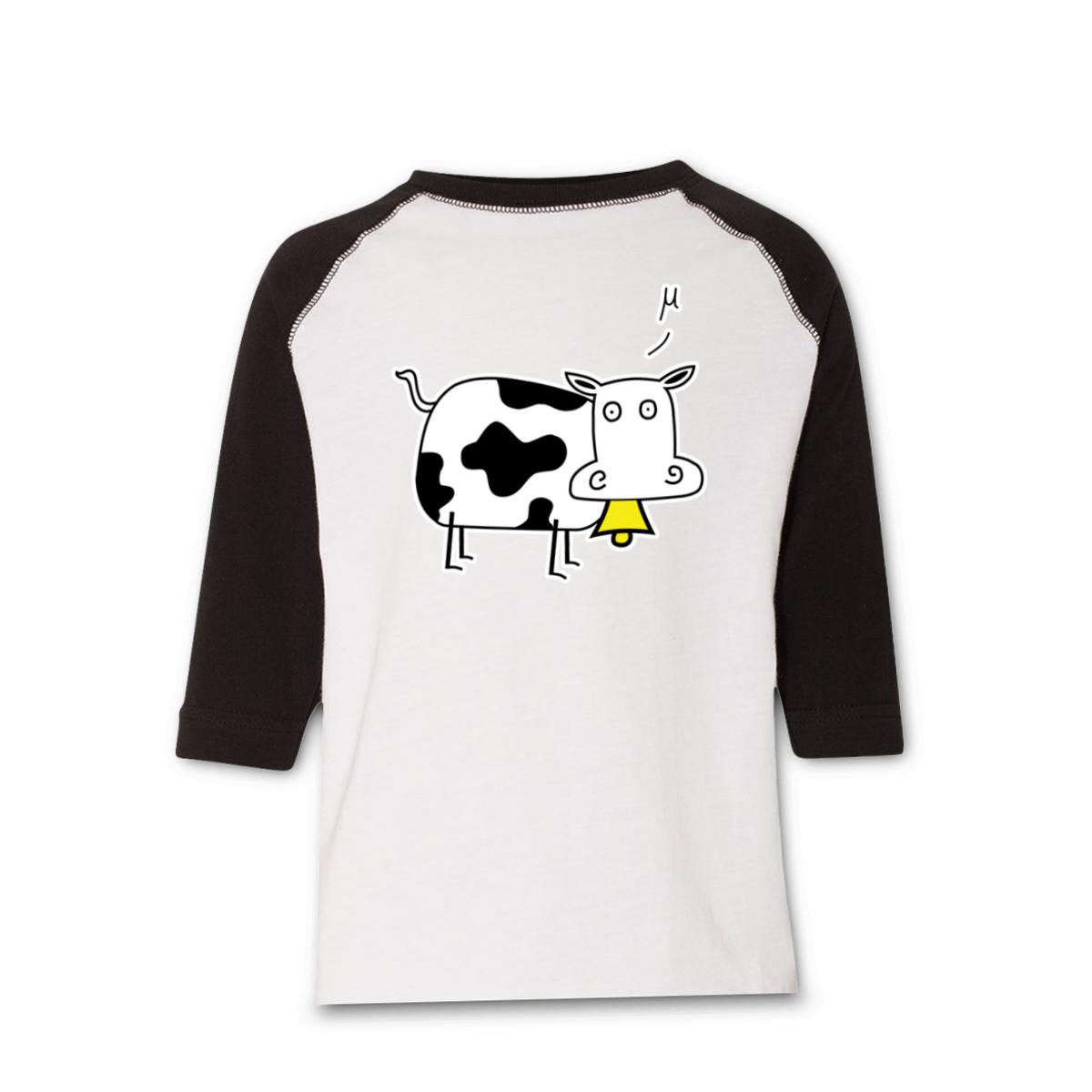 Mu Cow Toddler Raglan Tee 2T white-black