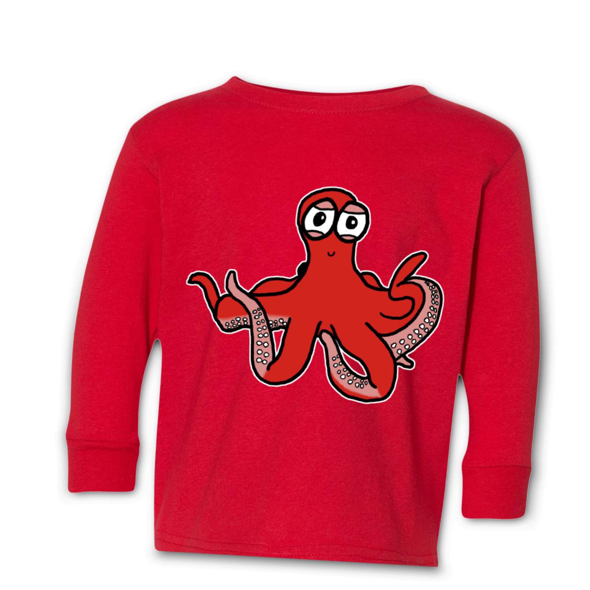 Octopus Toddler Long Sleeve Tee 2T red
