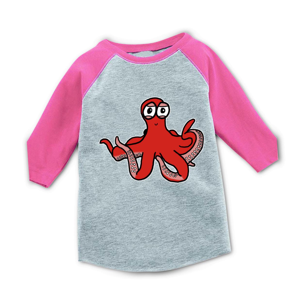 Octopus Toddler Raglan Tee 4T heather-pink