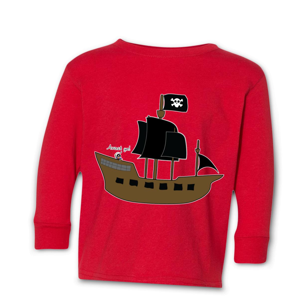 Pirate Ship Kid's Long Sleeve Tee Medium red