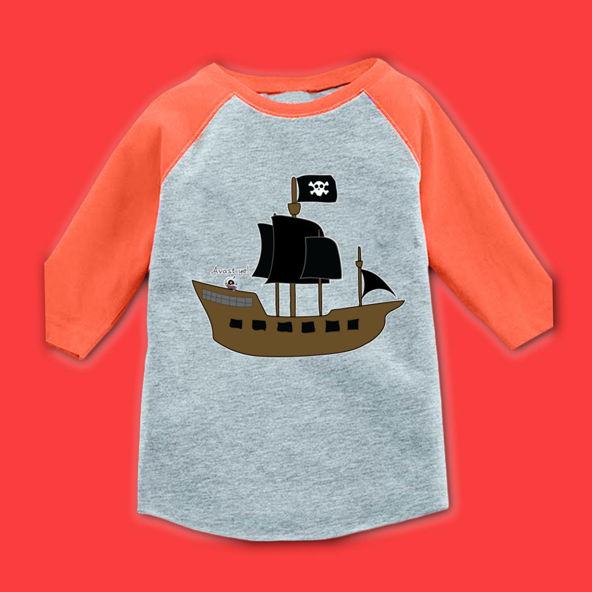 Pirate Ship Kid's Raglan Tee