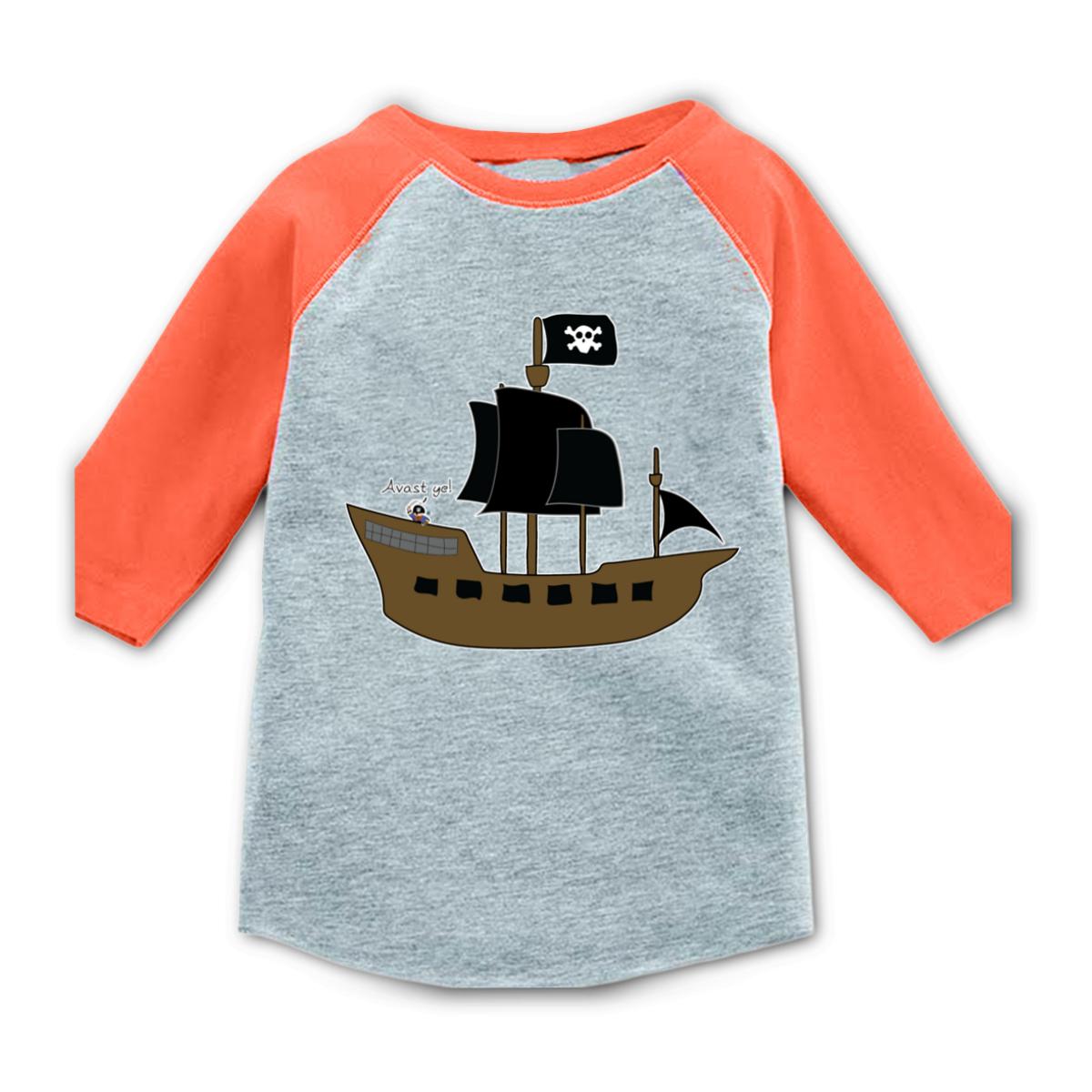 Pirate Ship Kid's Raglan Tee Small heather-orange