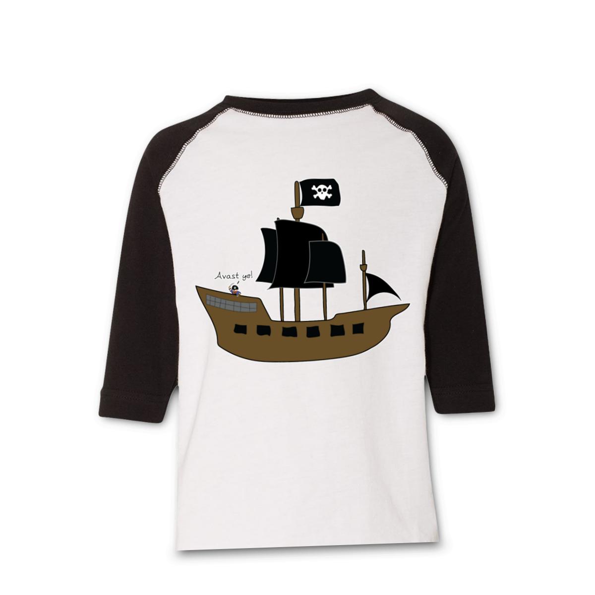 Pirate Ship Kid's Raglan Tee Small white-black
