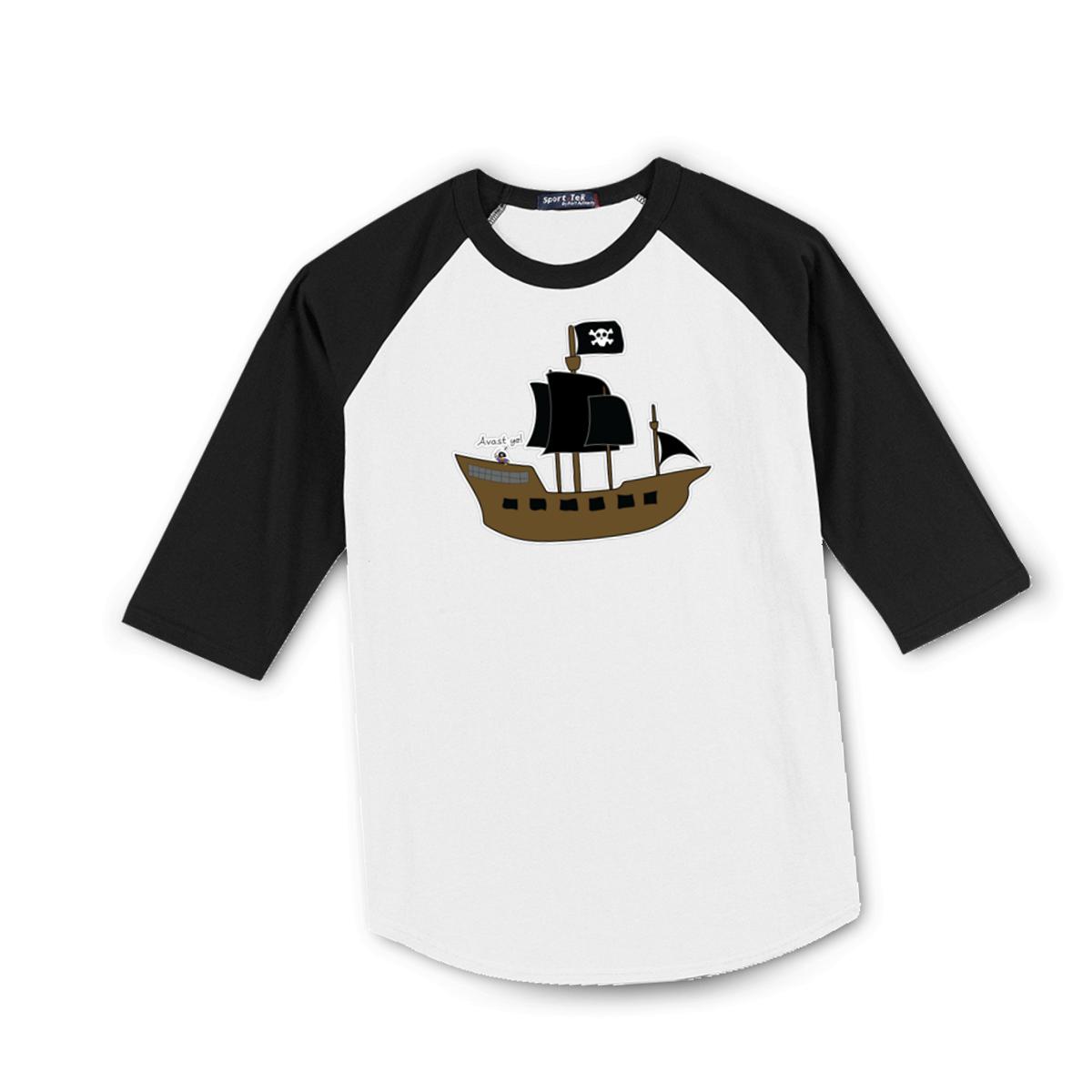 Pirate Ship Men's Raglan Tee Extra Large white-black