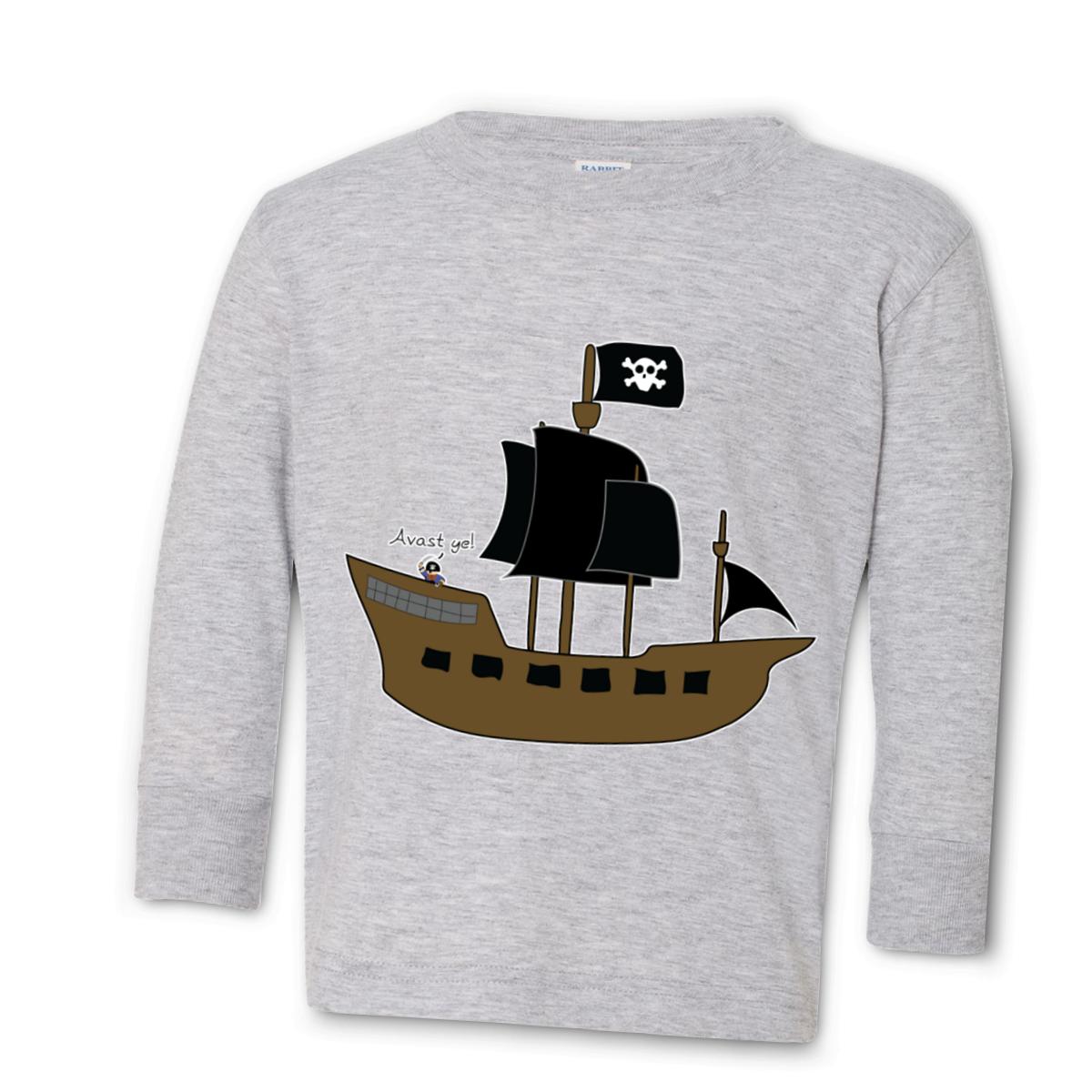 Pirate Ship Toddler Long Sleeve Tee 4T heather