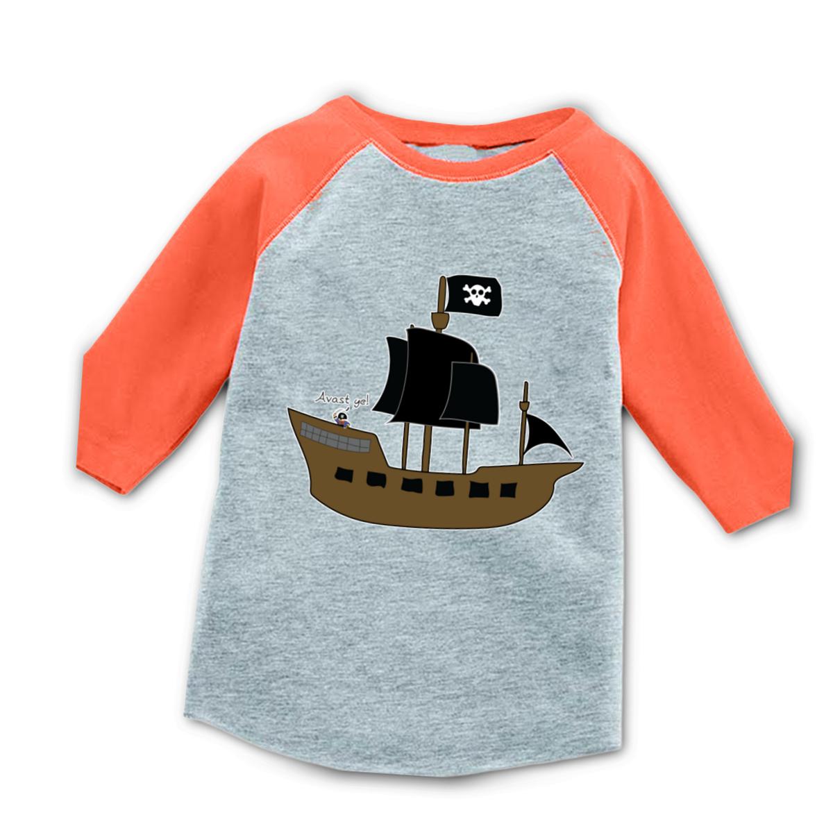 Pirate Ship Toddler Raglan Tee 56T heather-orange