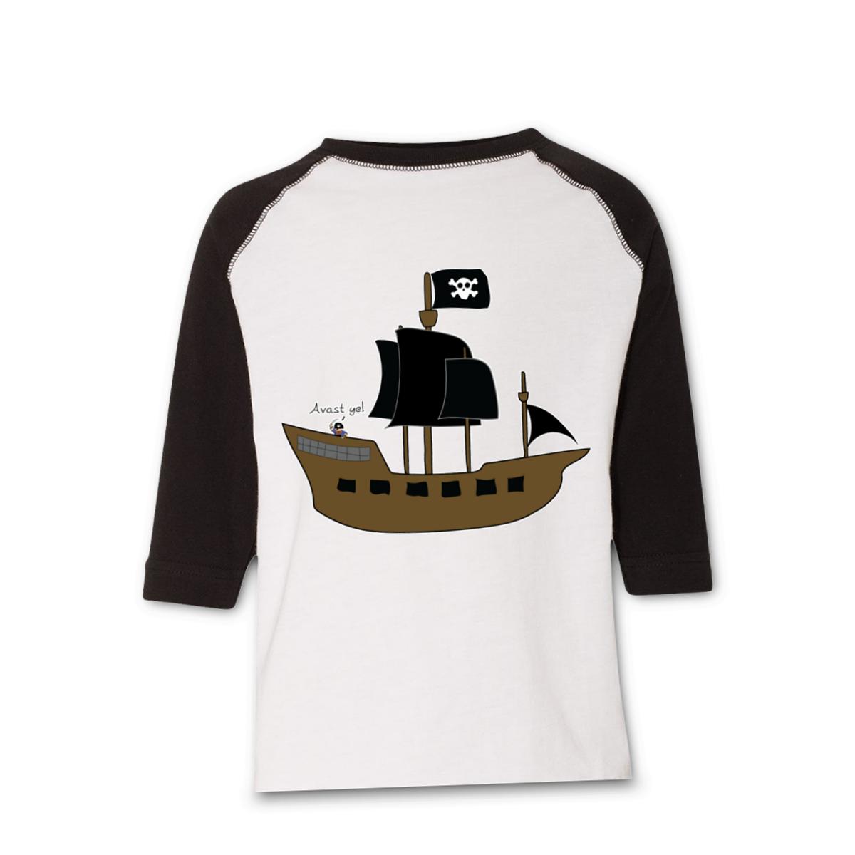 Pirate Ship Toddler Raglan Tee 56T white-black