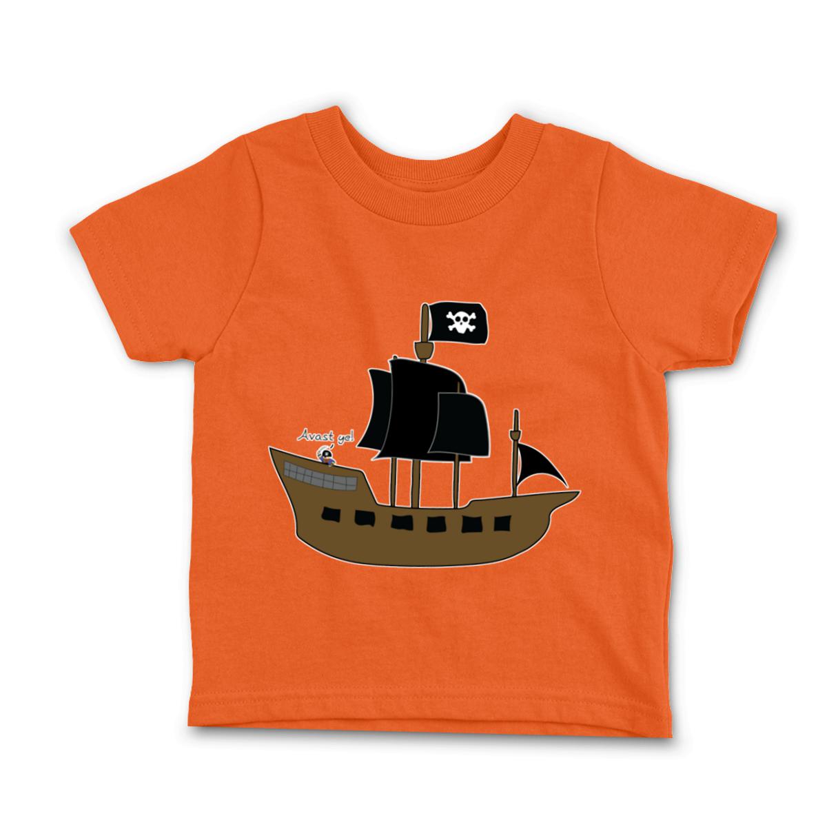 Pirate Ship Toddler Tee 2T orange